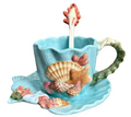 Minigift Seashell Ceramic Cup & Saucer Set