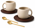 8.5 oz Ceramic Coffee Cup & Saucer Set – 2 Pack